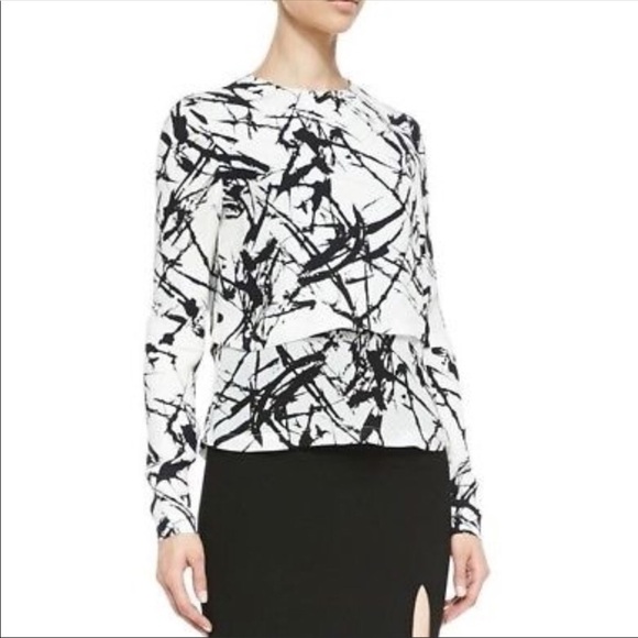 A.L.C. Presley Brushstroke Open Back Silk Top - Picture 1 of 13